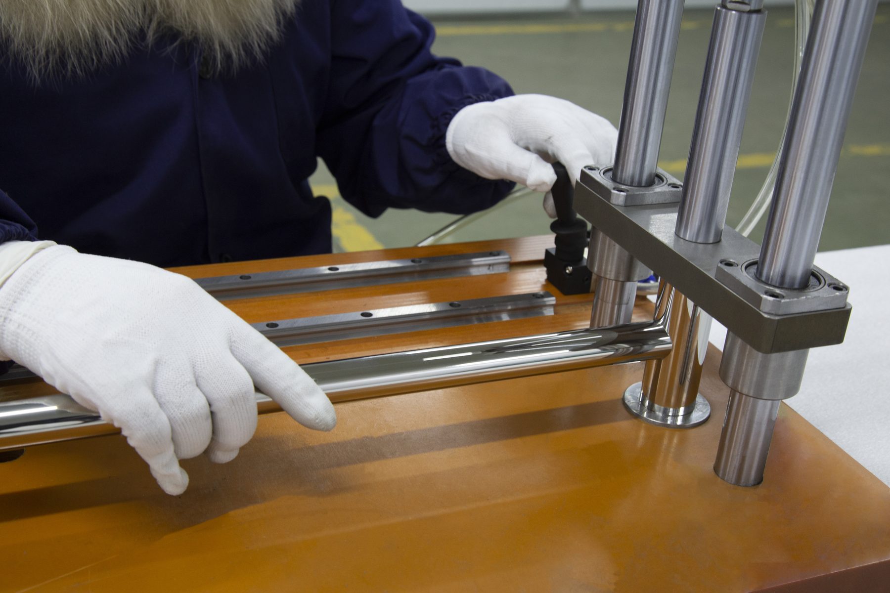 Checking a machined panel on the inspection bench
